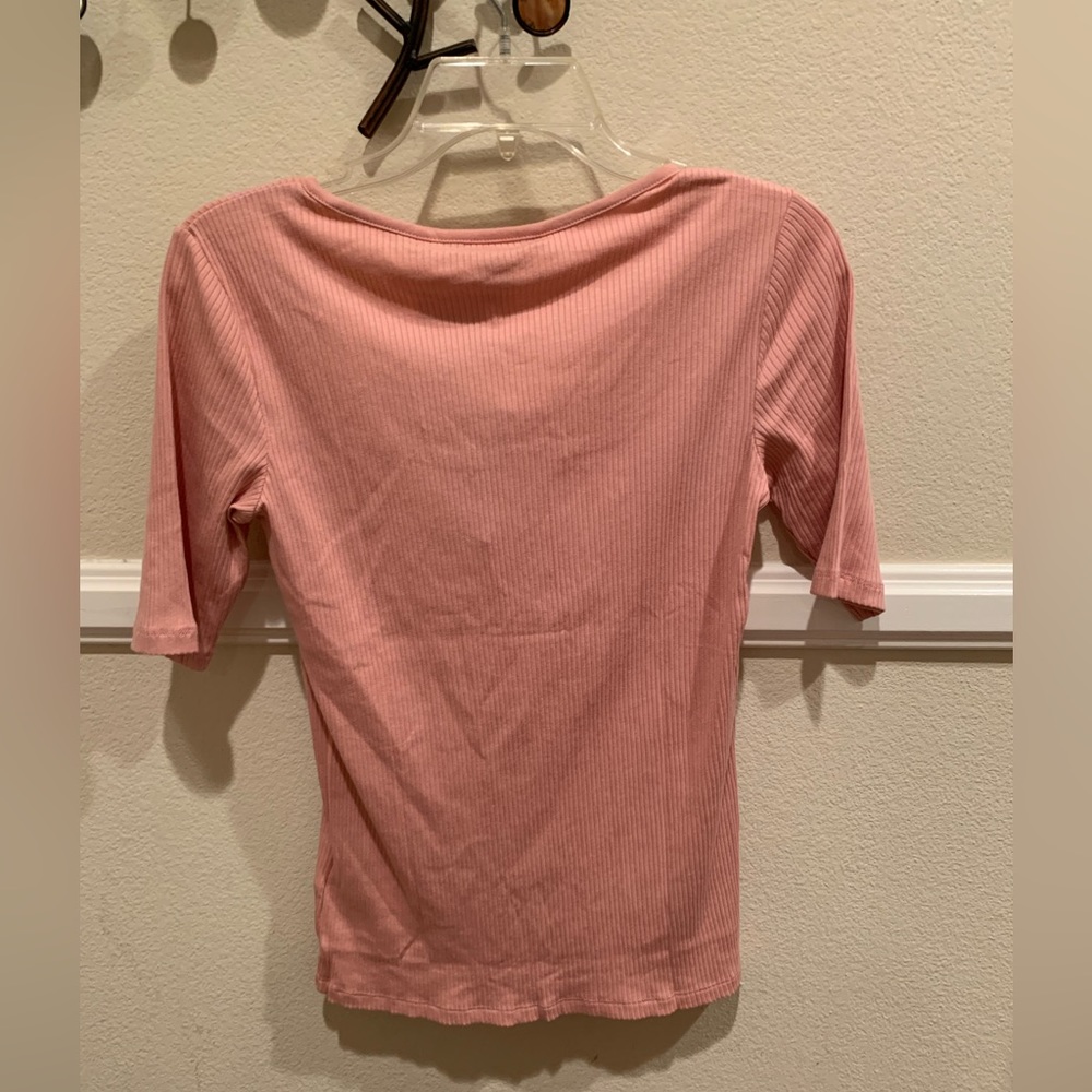 FINAL PRICE NWT Ralph Lauren Henley: Pink Blush, 3 Golden Buttons, Round Neck, S - Picture 2 of 8